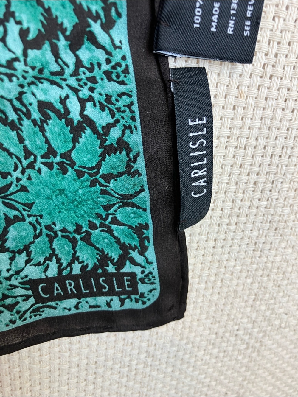 CARLISLE 100% Silk Long Scarf Shawl Green Floral Print - Picture 4 of 16